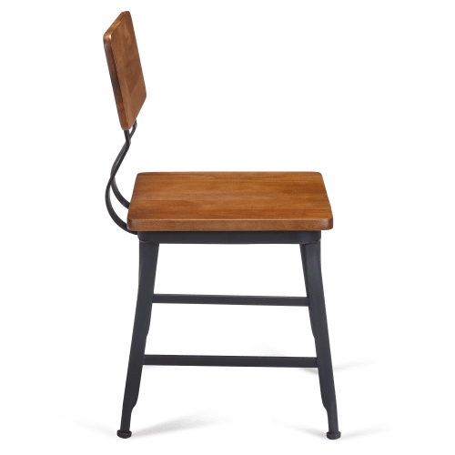 Massello Black Metal Chair with Wood Back