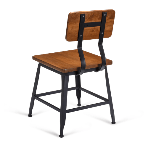 Massello Black Metal Chair with Wood Back