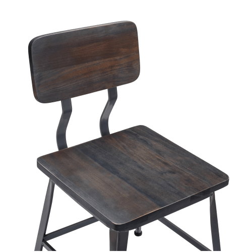 Massello Dark Grey Metal Chair with Wood Back