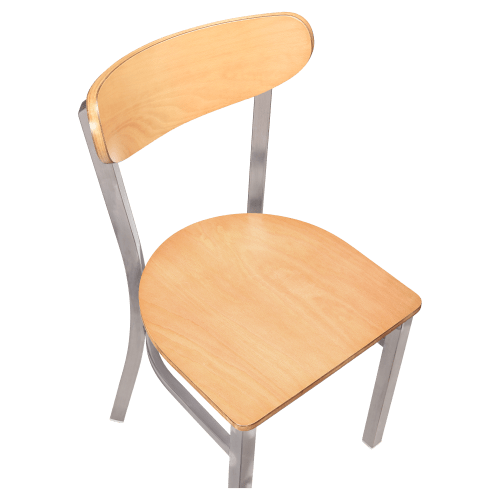 Curvy Chair in Clear Coat with Wood Back