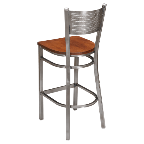 Clear Coat Checker Back Metal Bar Stool