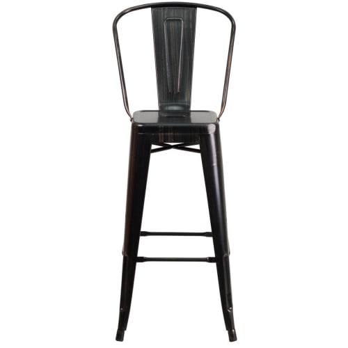 Antique Black and Gold Bistro Style Metal Bar Stool