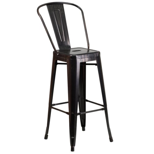 Antique Black and Gold Bistro Style Metal Bar Stool