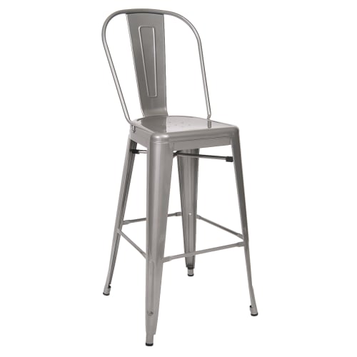 Bistro Style Metal Bar Stool in Clear Finish