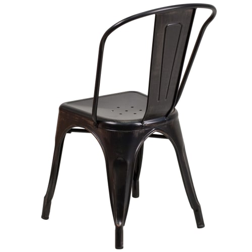 Bistro Style Metal Chair in BlackAntique Gold Finish