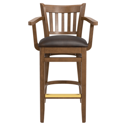 Premium US Made Vertical Slat Wood Restaurant Bar Stool With Arms