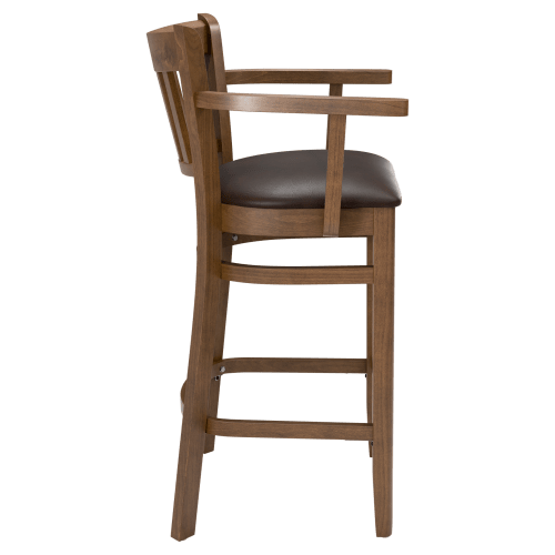 Premium US Made Vertical Slat Wood Restaurant Bar Stool With Arms