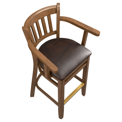 Premium US Made Vertical Slat Wood Restaurant Bar Stool With Arms