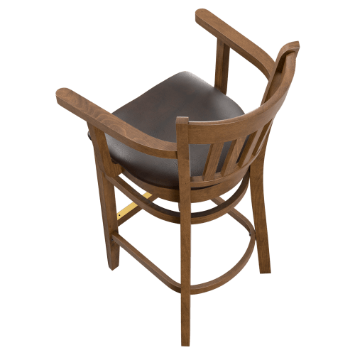 Premium US Made Vertical Slat Wood Restaurant Bar Stool With Arms