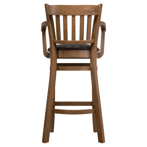 Premium US Made Vertical Slat Wood Restaurant Bar Stool With Arms