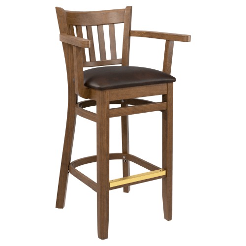 Premium US Made Vertical Slat Wood Restaurant Bar Stool With Arms