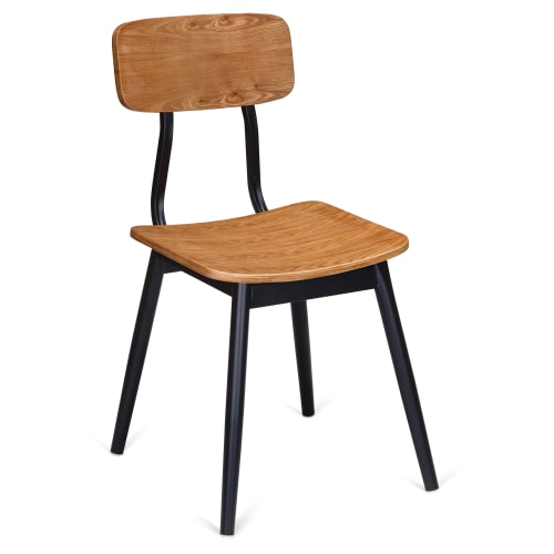 Basel Metal Chair with Veneer Back and Seat