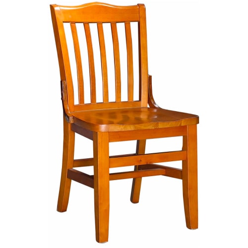 Schoolhouse Wood Restaurant Chair - Cherry Finish with a Wood Seat