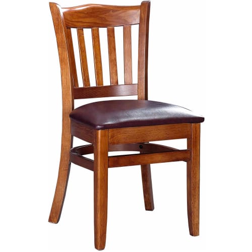 Crown Back Wood Chair - Walnut Finish with Wine Vinyl Seat