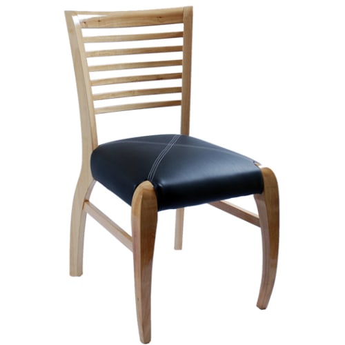 Designers Ladder Back Chair - Natural Finish with a Black Vinyl Seat