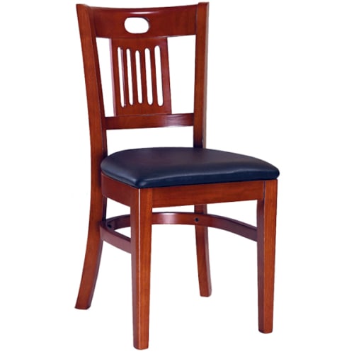 Deco Wood Chair - Mahogany Finish with a Black Vinyl Seat