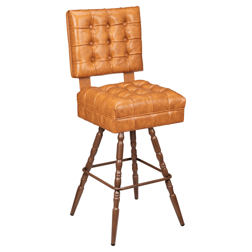 Trionfo Tufted Premium Bucket Bar Stool with Vintage Frame