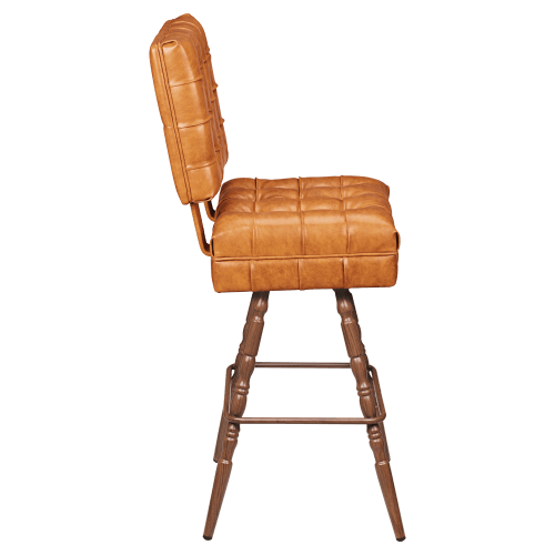 Trionfo Tufted Premium Bucket Bar Stool with Vintage Frame