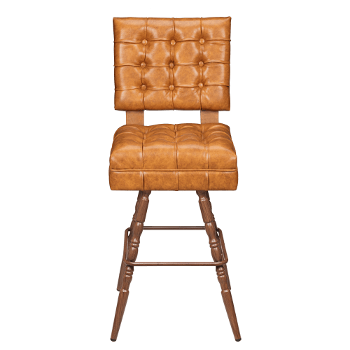 Trionfo Tufted Premium Bucket Bar Stool with Vintage Frame