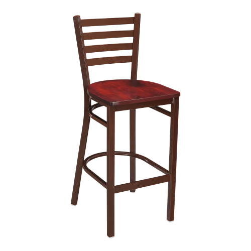 Ladder Back Metal Bar Stool With Brown Finish