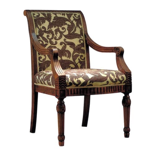 Go-Al Fully Upholstered Wood Arm Chair 