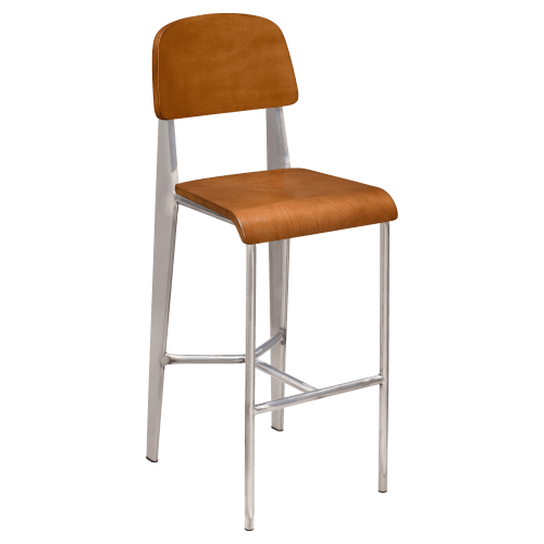 Nico Bar Stool with Wood Back in Clear Coat Finish