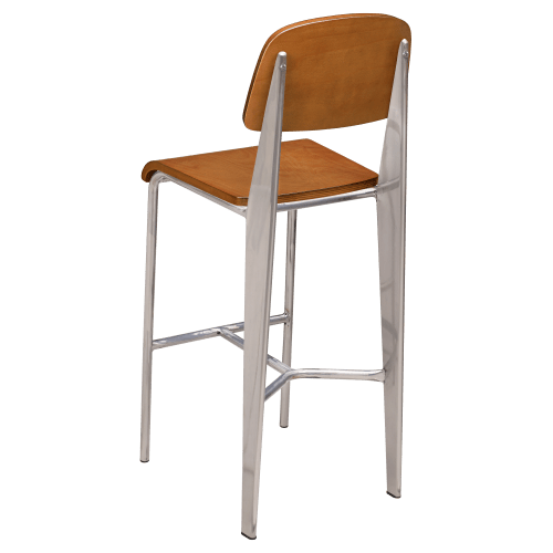 Nico Bar Stool with Wood Back in Clear Coat Finish