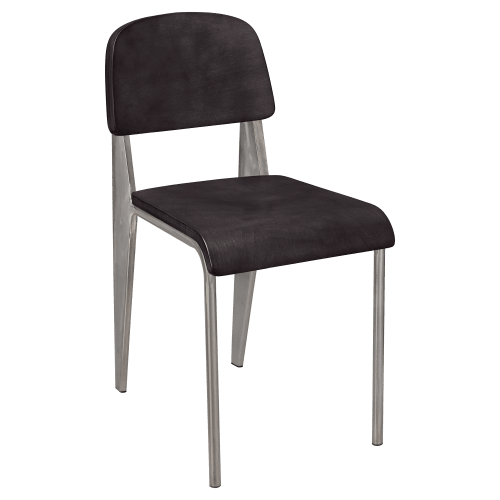 Nico Metal Chair with Wood Back in Clear Coat Finish