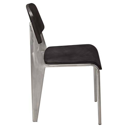 Nico Metal Chair with Wood Back in Clear Coat Finish
