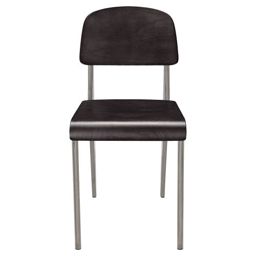 Nico Metal Chair with Wood Back in Clear Coat Finish