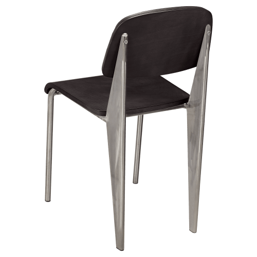Nico Metal Chair with Wood Back in Clear Coat Finish