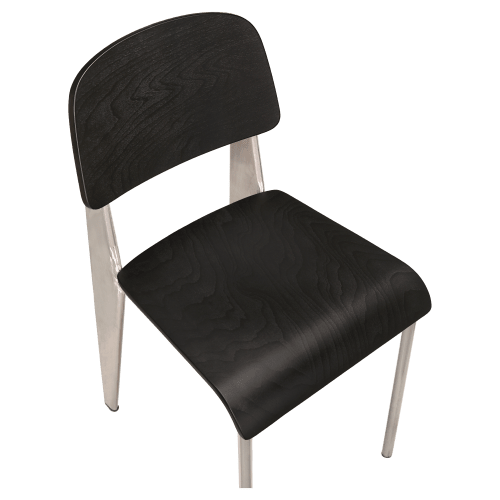 Nico Metal Chair with Wood Back in Clear Coat Finish