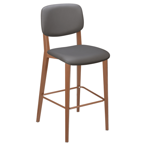 Enzo Wood Grain Metal Bar Stool with Padded Back