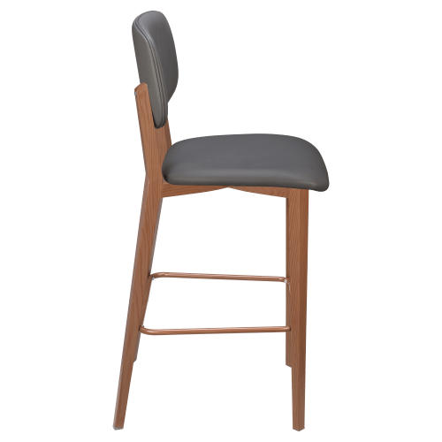 Enzo Wood Grain Metal Bar Stool with Padded Back