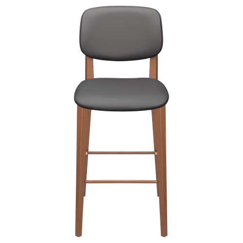 Enzo Wood Grain Metal Bar Stool with Padded Back