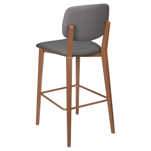 Enzo Wood Grain Metal Bar Stool with Padded Back
