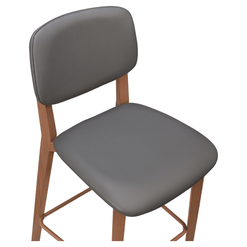Enzo Wood Grain Metal Bar Stool with Padded Back