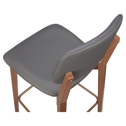 Enzo Wood Grain Metal Bar Stool with Padded Back