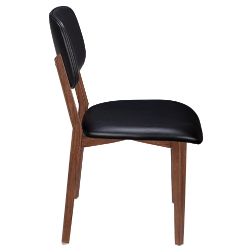Enzo Wood Grain Metal Chair with Padded Back
