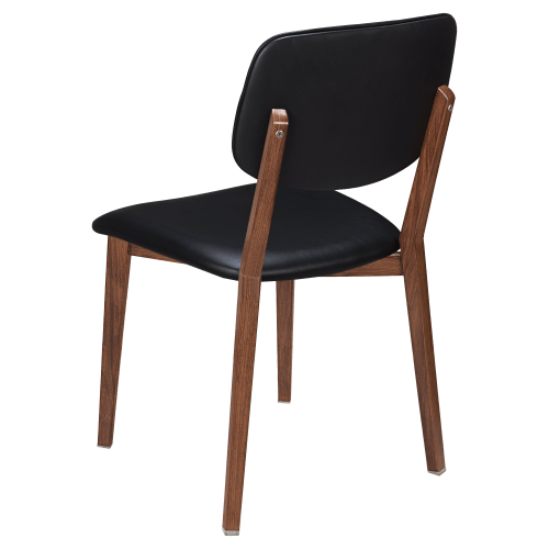 Enzo Wood Grain Metal Chair with Padded Back