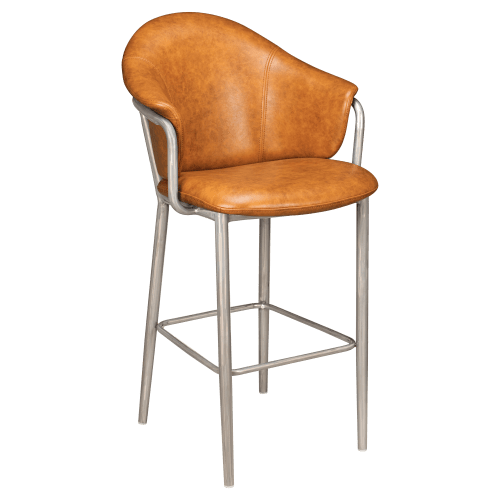 Kova Metal Bar Stool with Arms in Clear Coat