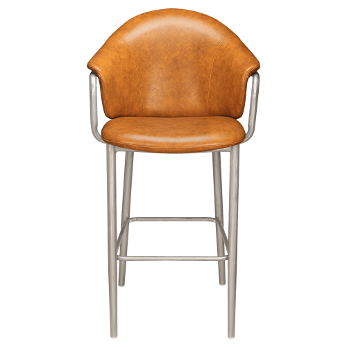 Kova Metal Bar Stool with Arms in Clear Coat