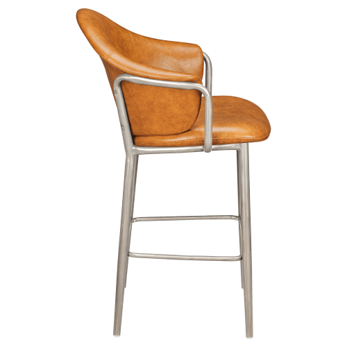 Kova Metal Bar Stool with Arms in Clear Coat