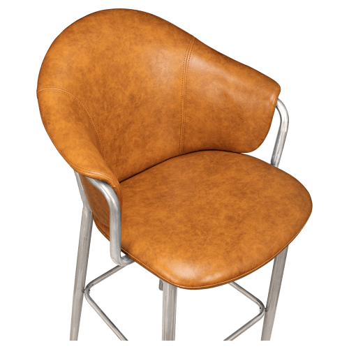 Kova Metal Bar Stool with Arms in Clear Coat