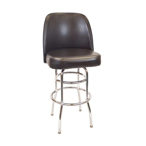 Chrome Swivel Bar Stool with a Double Ring Frame and Extra Large Seat