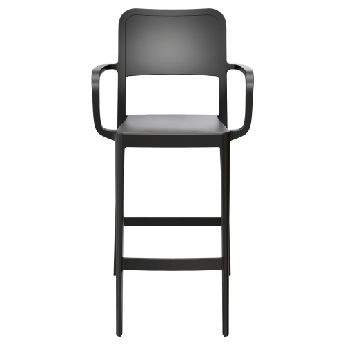 Parker Solid Back Outdoor Resin Bar Stool with Arms