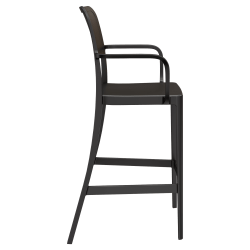 Parker Solid Back Outdoor Resin Bar Stool with Arms