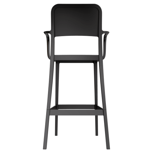 Parker Solid Back Outdoor Resin Bar Stool with Arms