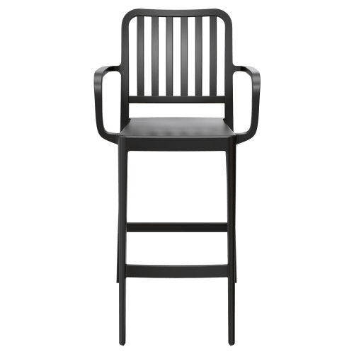 Miles Slat Back Outdoor Resin Bar Stool with Arms