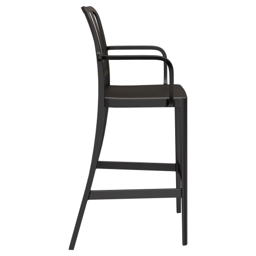 Miles Slat Back Outdoor Resin Bar Stool with Arms